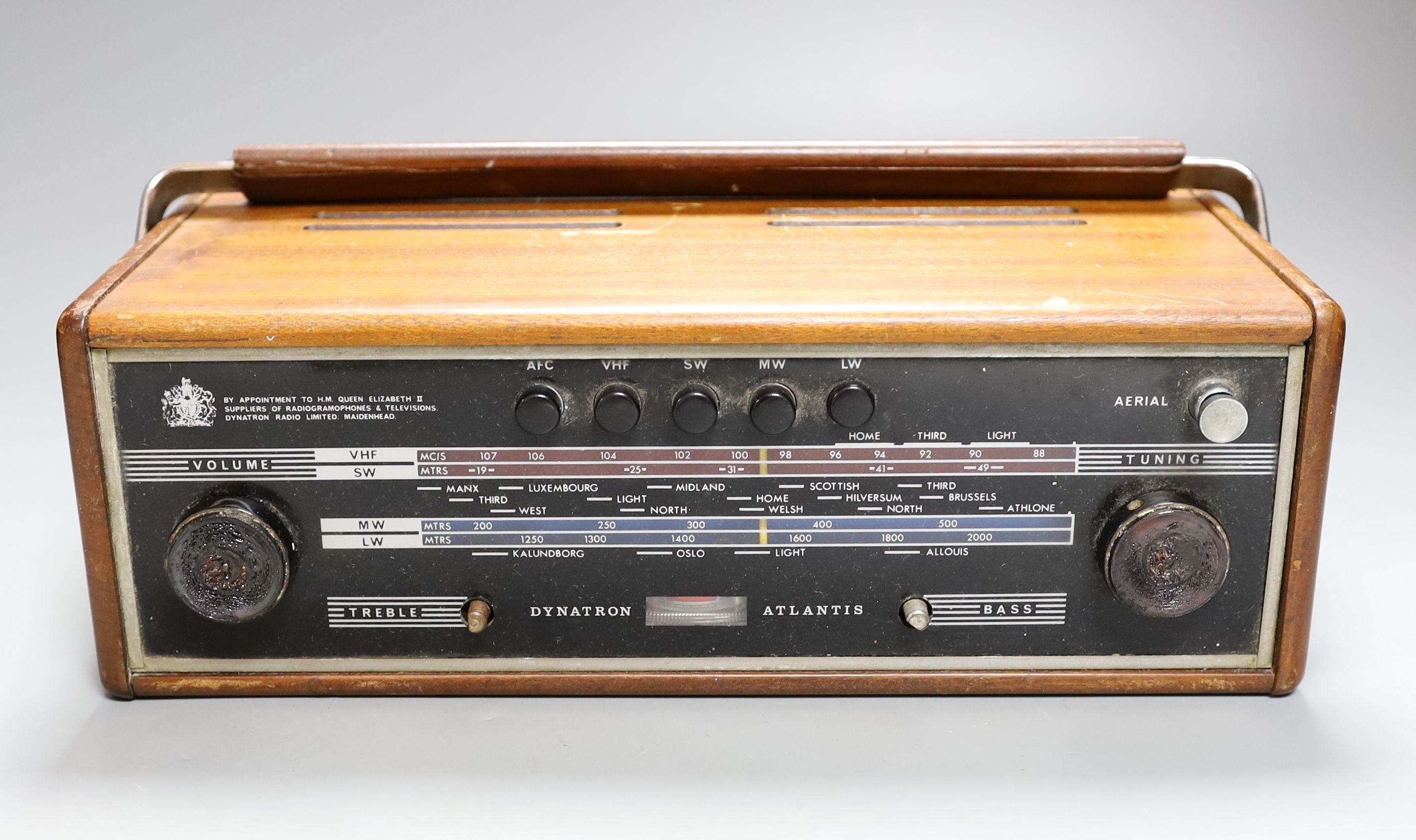 A Dynatron Atlantis portable radio, 33 cms high.